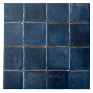 Tiefes Indigo Artisan Glasierte Quadrate Fliese