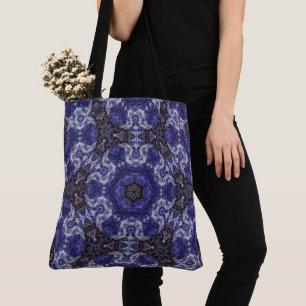 Tiefes Indigo-Swirbel-Mandala mit fließenden Muste Tasche