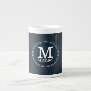 Tiefes klassisches Marine-Gewohnheits-Monogramm Porzellantasse