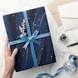 Tiefes Marineblau Feines Dunkelblau Glittermuster Geschenkpapier