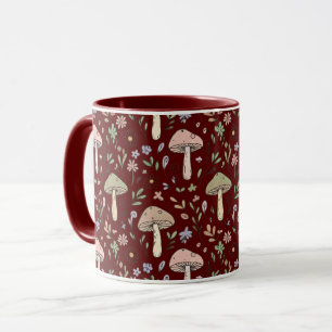 Tiefes Maronenbraunes Pilze Nahtloser Gothic Dark Tasse
