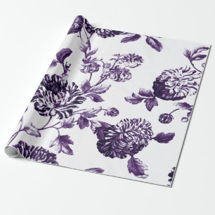Tiefes Maulbeer-Purpur Botanisches Florales Toile Geschenkpapier