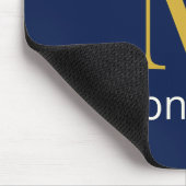 Tiefes Navy Gold Monogramm Personalisierter Name L Mousepad (Ecke)