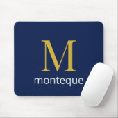 Tiefes Navy Gold Monogramm Personalisierter Name L Mousepad (Mit Mouse)