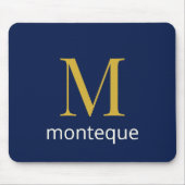Tiefes Navy Gold Monogramm Personalisierter Name L Mousepad (Vorne)