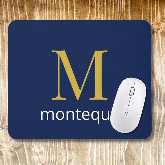 Tiefes Navy Gold Monogramm Personalisierter Name L Mousepad