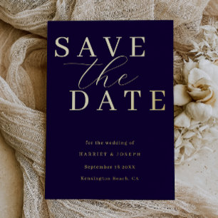 Tiefes Navy & Goldfolie Hochzeit Save The Date Folieneinladung