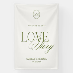 Tiefes Olivgrün Willkommen bei unserer Hochzeit Vi Banner