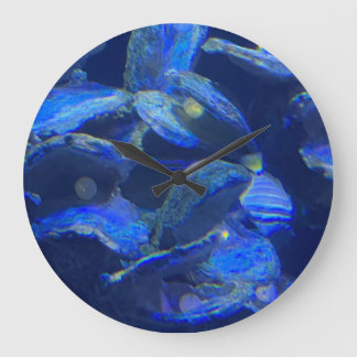 Tiefes Ozeanblau Abstrakte Kunst Küsten Dekor Rund Große Wanduhr