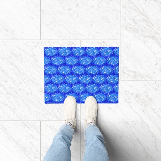 Tiefes Ozeanblau Geometrisch Fußmatte (Indoor)