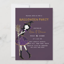Tiefes Pflaume | Halloween-Zauberbesen