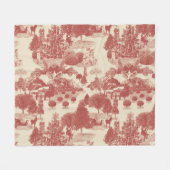 Tiefes Rot und Creme Weihnachten Winter Wunderland Fleecedecke (Vorderseite (Horizontal))