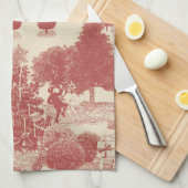 Tiefes Rot und Creme Weihnachten Winter Wunderland Geschirrtuch (Viertel Falte)