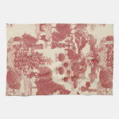 Tiefes Rot und Creme Weihnachten Winter Wunderland Geschirrtuch (Horizontal)