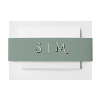 Tiefes Salbei-Monogramm-Hochzeitsband Einladungsbanderole