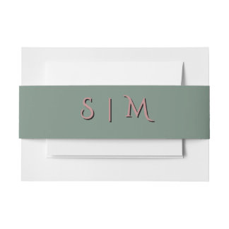 Tiefes Salbei-Monogramm-Hochzeitsband Einladungsbanderole