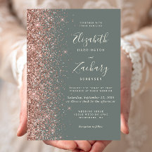 Tiefes Salbeigrün Roségold Glitter Hochzeit