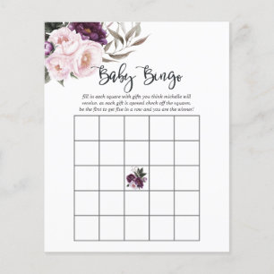 Tiefes Samt Blumen Baby Shower Bingo