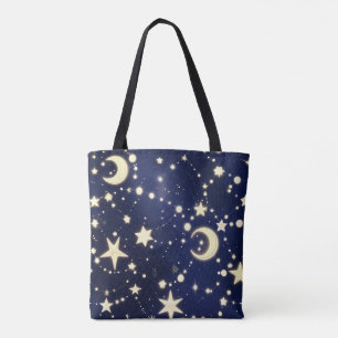 Tiefes Samt-Navy-Himmelsmondphasen Tasche