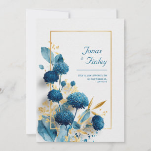 Tiefes Saphirblau Goldfolie Runde Blume Einladung