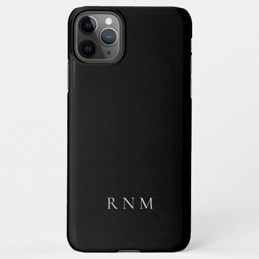 Tiefes Schwarz mit Name oder Monogramm-Set iPhone Hülle (Rückseite)