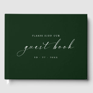 Tiefes Smaragd-Minimalist-Gästebuch für Hochzeiten Gästebuch