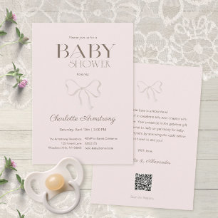 Tiefes staubiges Rosen-Wasserfarben-Bogen-Baby-Sho Einladung