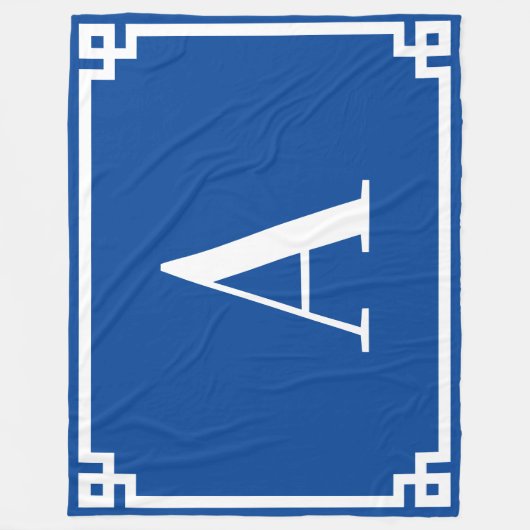 Tiefes und blaues weißes griechisches Schlüsselgre Fleecedecke (Vorderseite)