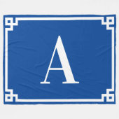 Tiefes und blaues weißes griechisches Schlüsselgre Fleecedecke (Vorderseite (Horizontal))