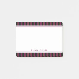 Tiefes Vintage-Gestreiftes Rosa Lila Muster Benutz Post-it Klebezettel