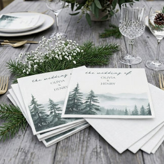 Tiefes Waldgebirgs-Hochzeitsziel Serviette