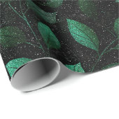 Tiefes Waldgrün Dichtes Schwarz Glitzer-Muster Geschenkpapier (Rolleneckpunkt)