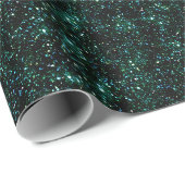 Tiefes Waldgrün Dichtes Schwarz Glitzer-Muster Geschenkpapier (Rolleneckpunkt)