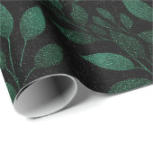 Tiefes Waldgrün Dichtes Schwarzes Glitzer Muster Geschenkpapier (Rolleneckpunkt)