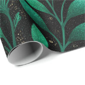 Tiefes Waldgrün Dichtes Schwarzes Glitzer Muster Geschenkpapier (Rolleneckpunkt)