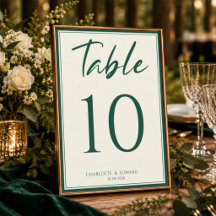 Tiefes Waldgrün Hochzeit-Tischnummernkarte