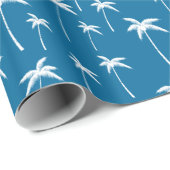 Tiefes Wasser und weiße Palmen Geschenkpapier (Rolleneckpunkt)