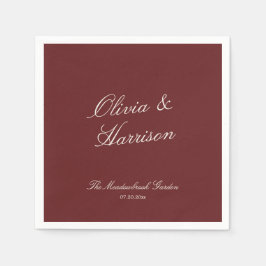 Tiefes Wein Klassische Kalligrafie Hochzeit Serviette