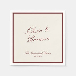 Tiefes Wein Klassische Kalligrafie Old Money Hochz Serviette