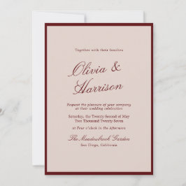 Tiefes Weinrot Old Money Kalligrafie Hochzeitseinl Einladung