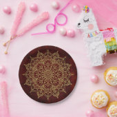 Tiefes Weinrotes Mandala & Gold Glam Modern Chic Pappteller (Party)