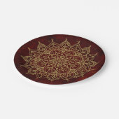 Tiefes Weinrotes Mandala & Gold Glam Modern Chic Pappteller (Schrägansicht)