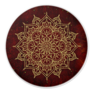 Tiefes Weinrotes Mandala & Gold Glamour Modern Chi Keramikknauf