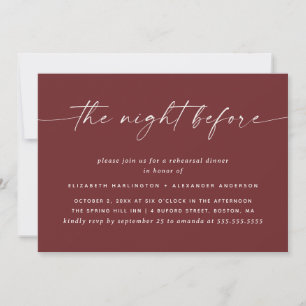Tiefes Weinrotes Probedinner Die Nacht davor Einladung