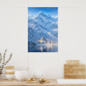 Tiefgefrorenes Kloster, Winterlandschaft Poster (Küche)