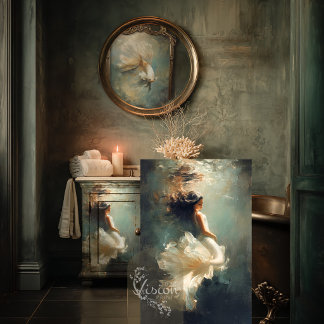 Tiefgründige Gnade Ätherische Frau Türkis Creme Kl Seidenpapier