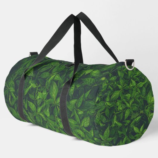 Tiefgrüne Blätter Duffle Bag (Linke Ecke)