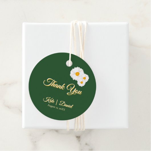 Tiefgrüne Blumenhochzeit Geschenkanhänger (Beispiel)