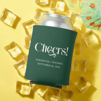 Tiefgrüne dekorative Serif-Hochzeits Cheers Dosenkühler