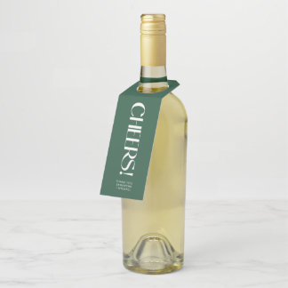 Tiefgrüne dekorative Serif-Hochzeits-Cheers Flaschenanhänger